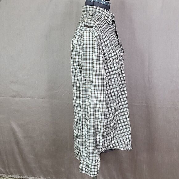 EXPRESS Men's Western Brown‎ and White Plaid Shirt Medium - Picture 5 of 9